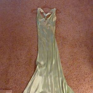Green silky dress